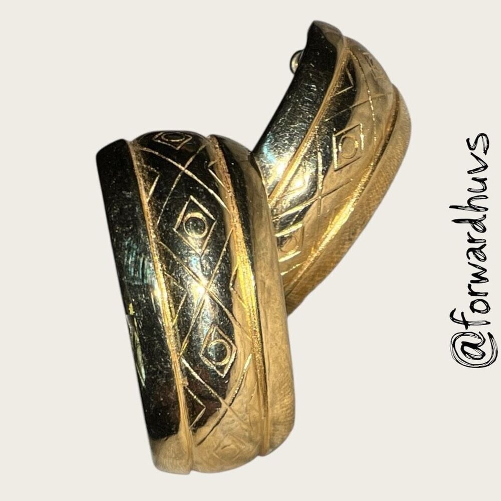 Bold Gold-Tone 1990’s Statement Earrings – Textured Finish, Solid & Sturdy